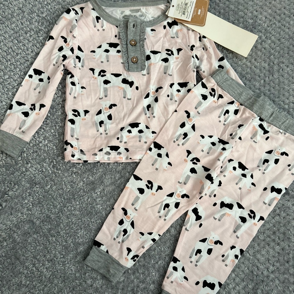 Mud Pie Pink Cows Pajama Set 9-12m